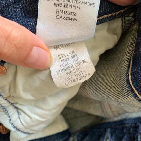 Mother Jeans The Stunner Chew Distressed Button Fly Skinny Ankle Crop Size 28 - Picture 10 of 12